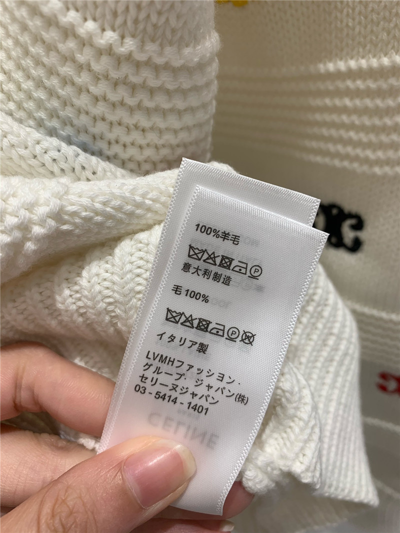 Ce1i*e multicolor triomphe knit sweater in white