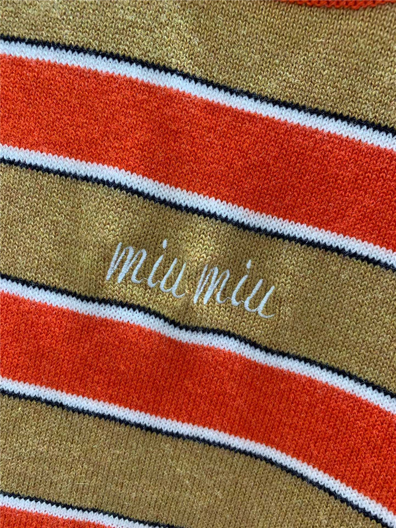 Miu Miu Crewneck Striped Sweater Beige/Orange