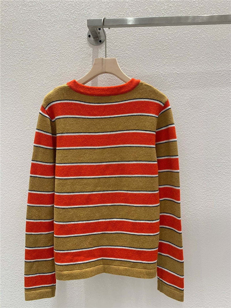 Miu Miu Crewneck Striped Sweater Beige/Orange