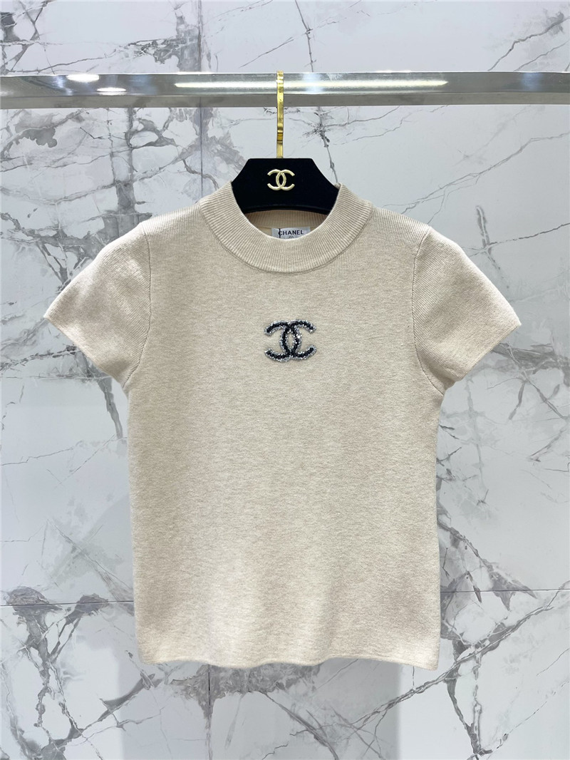 Ch**el flying sleeve knitted short sleeve replica clothes
