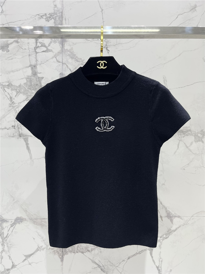 Ch**el flying sleeve knitted short sleeve replica clothes