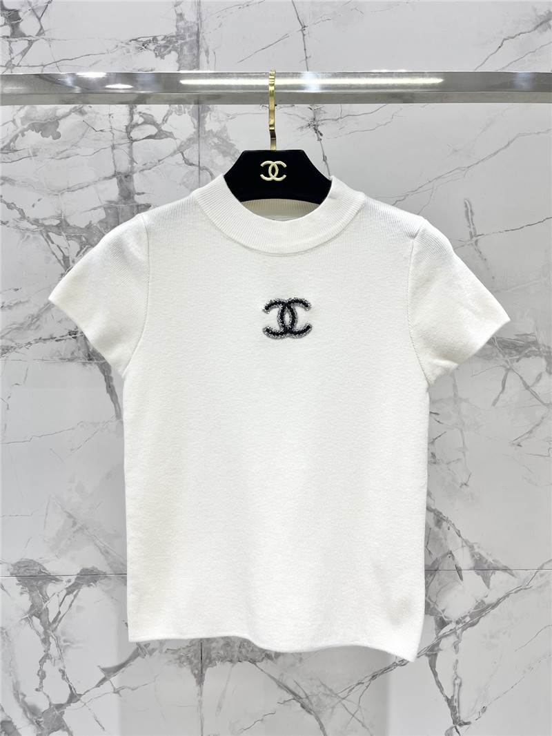 Ch**el flying sleeve knitted short sleeve replica clothes