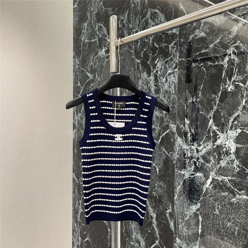 Ch**el striped knitted vest replica designer clothes