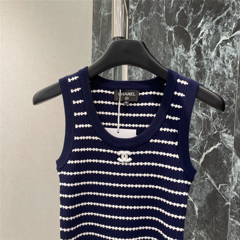 Ch**el striped knitted vest replica designer clothes