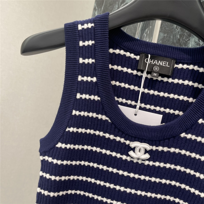 Ch**el striped knitted vest replica designer clothes