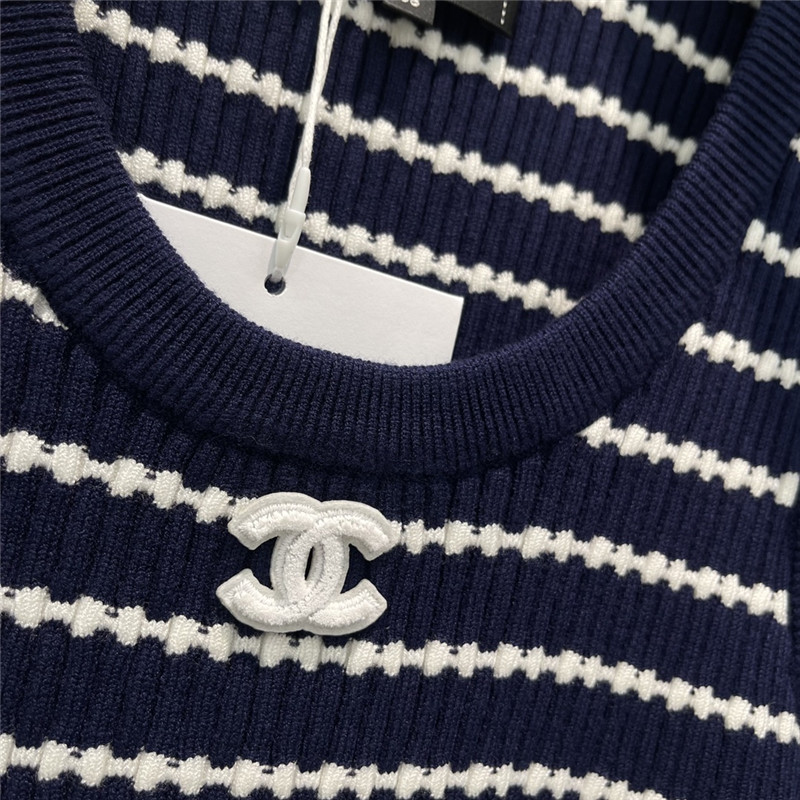 Ch**el striped knitted vest replica designer clothes