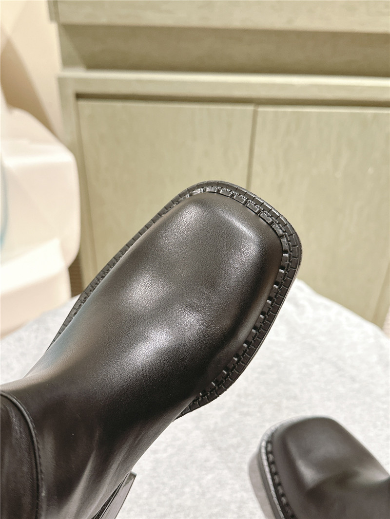 Pra*a phenix black leather knee-high boots