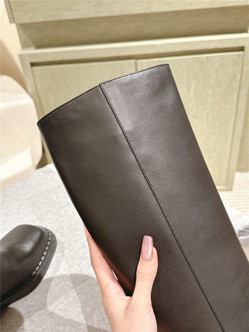 Pra*a phenix black leather knee-high boots