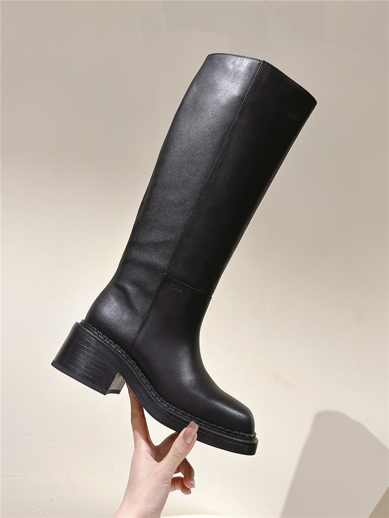 Pra*a phenix black leather knee-high boots