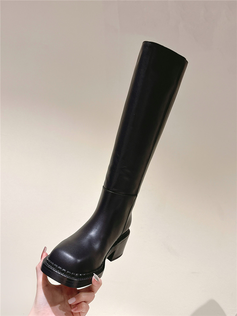 Pra*a phenix black leather knee-high boots