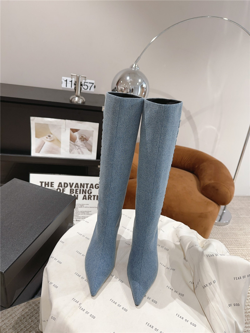 A1exa*der wang denim pointed toe knee-high boots