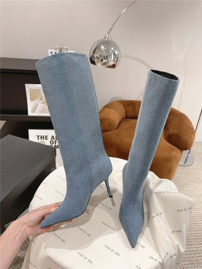 A1exa*der wang denim pointed toe knee-high boots