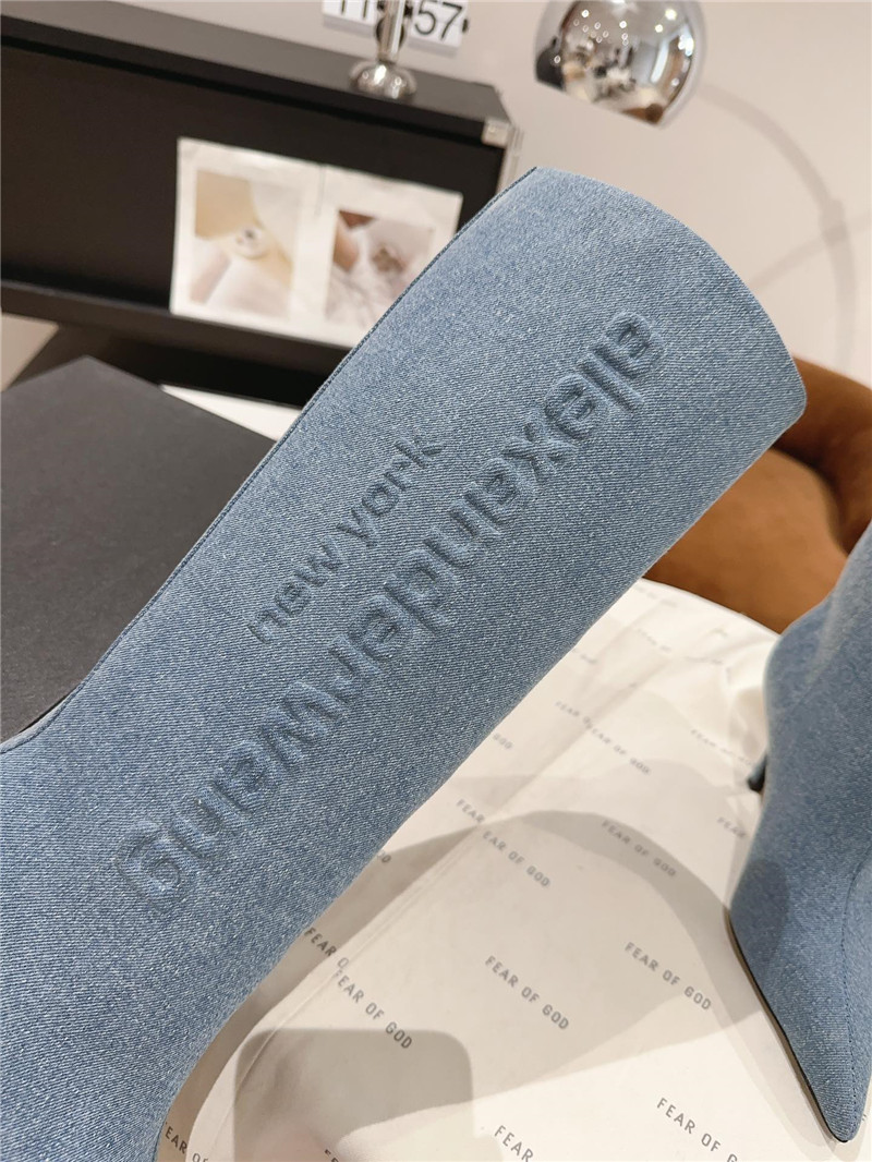 A1exa*der wang denim pointed toe knee-high boots