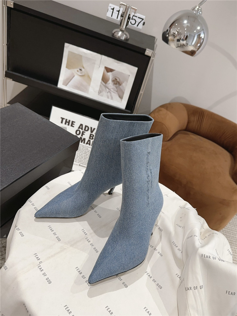 A1exa*der wang denim pointed toe stiletto heel ankle boots