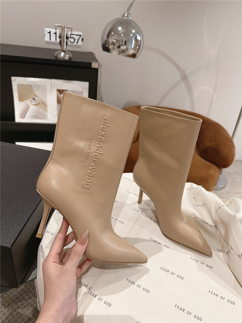 A1exa*der wang beige pointed toe stiletto heel ankle boots
