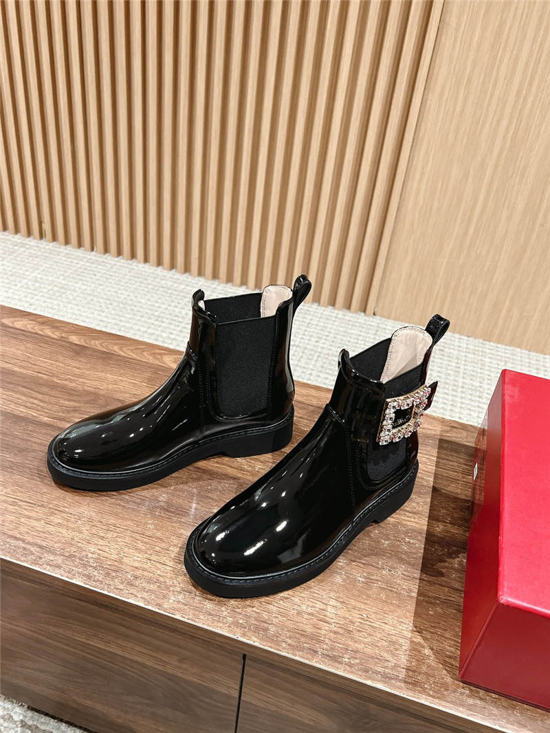 Roger Vivier Square Buckle Rhinestone Ankle Boots