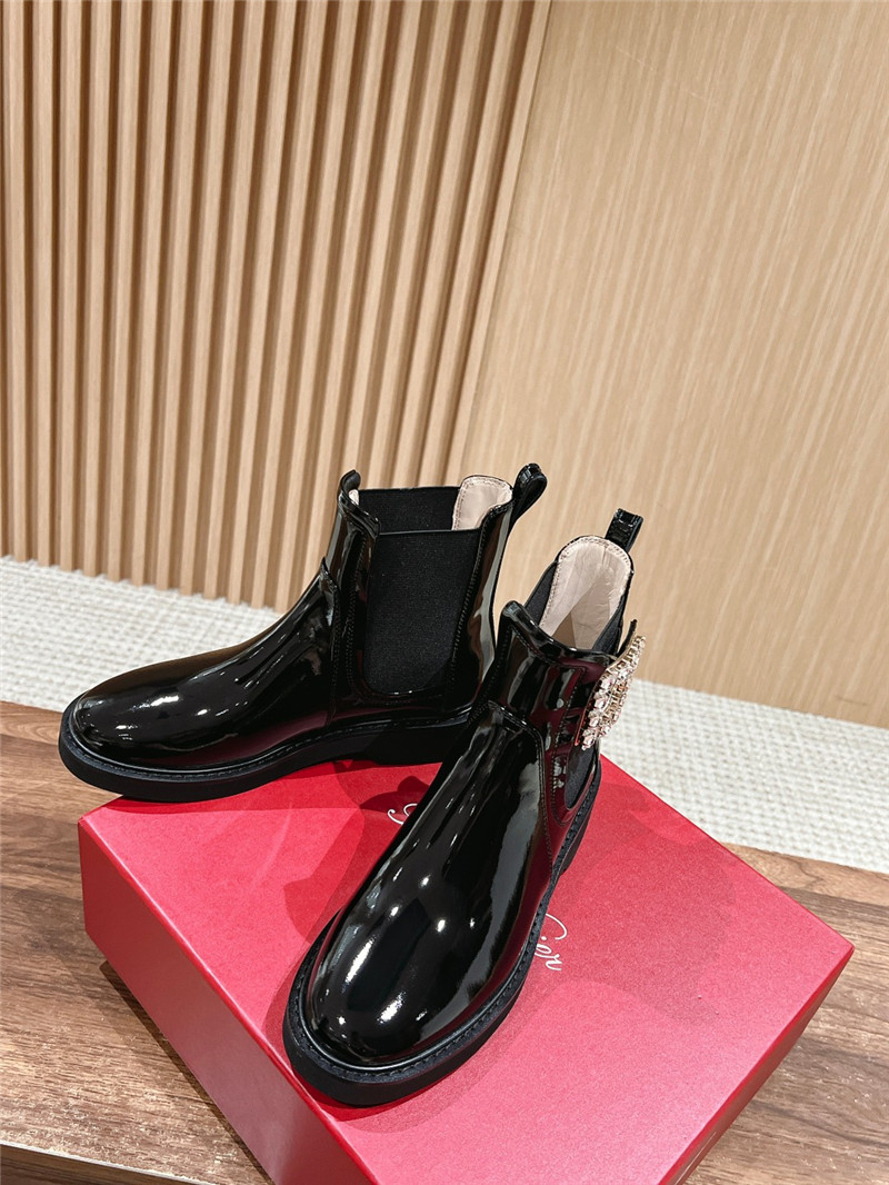 Roger Vivier Square Buckle Rhinestone Ankle Boots