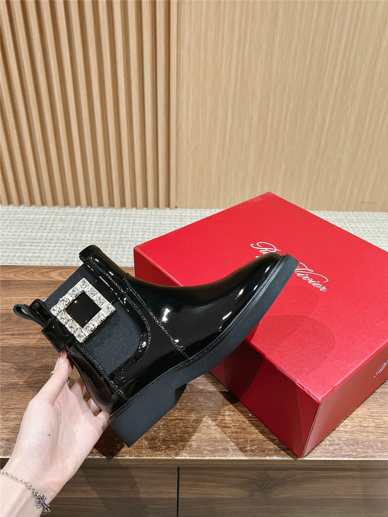 Roger Vivier Square Buckle Rhinestone Ankle Boots