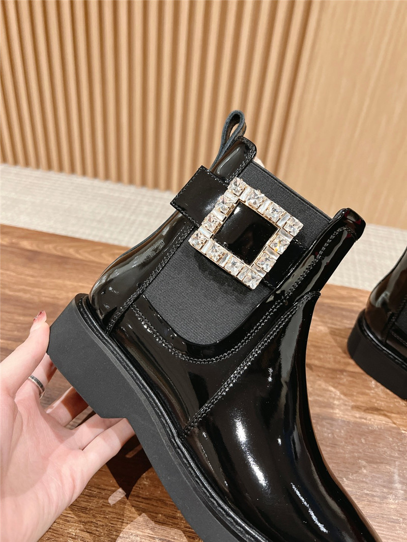 Roger Vivier Square Buckle Rhinestone Ankle Boots