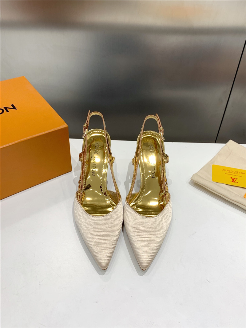 l0vis Vvtt0n blossom slingback pumps ivory & gold