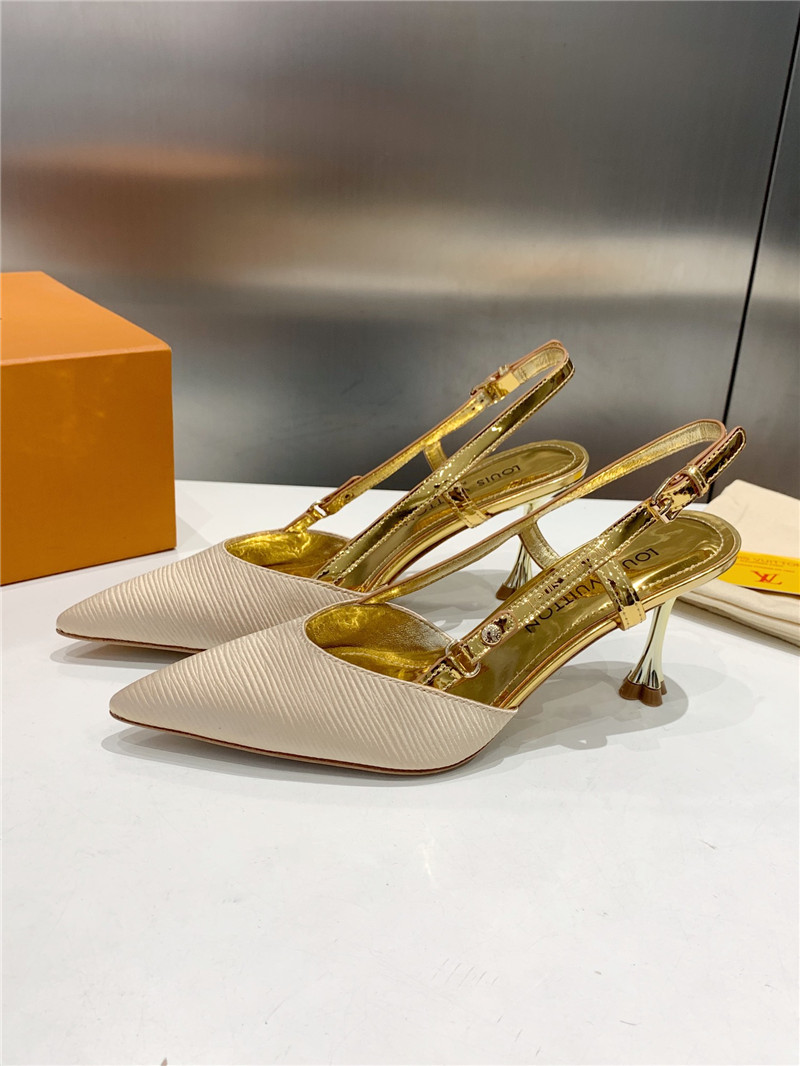 l0vis Vvtt0n blossom slingback pumps ivory & gold