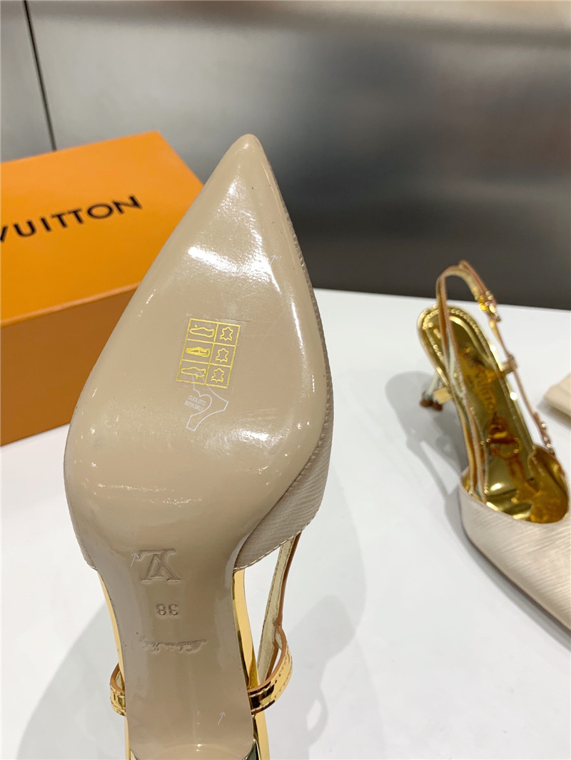 l0vis Vvtt0n blossom slingback pumps ivory & gold