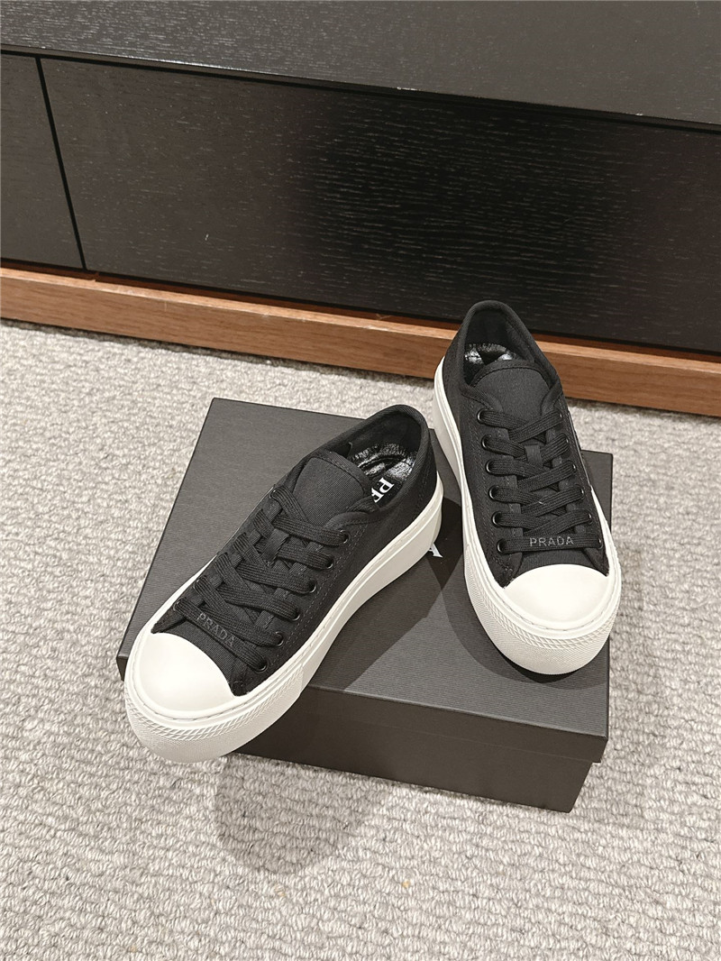Pra*a black lace-up platform canvas sneakers