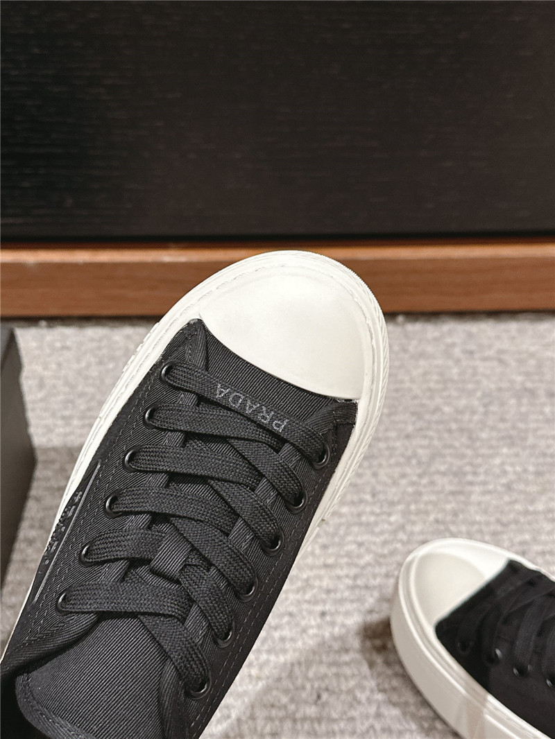 Pra*a black lace-up platform canvas sneakers