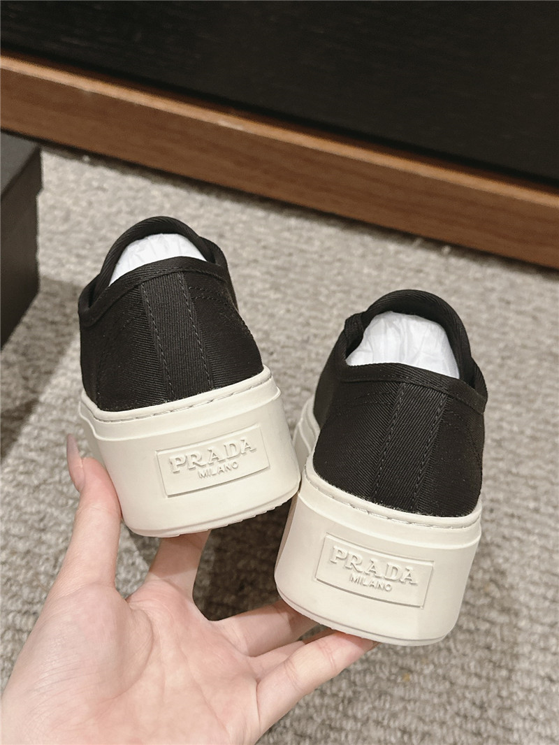 Pra*a black lace-up platform canvas sneakers