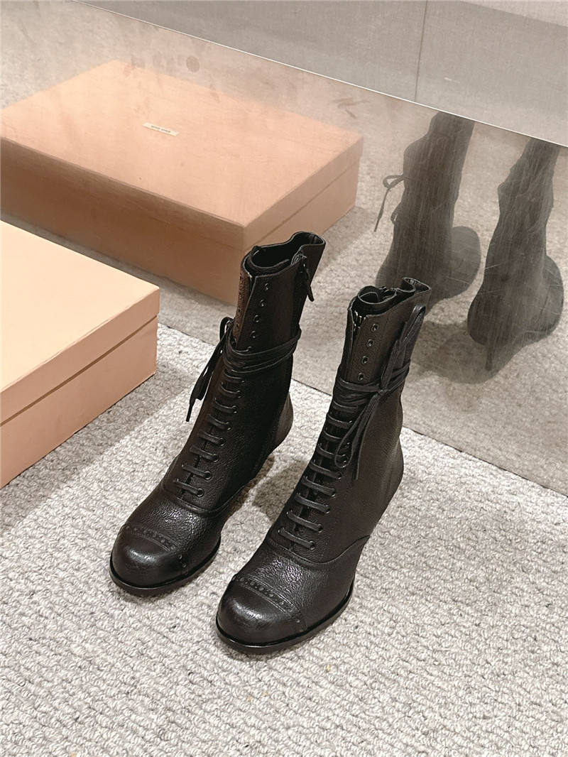 Miu Miu Victorian Style Black Leather Boots for Women