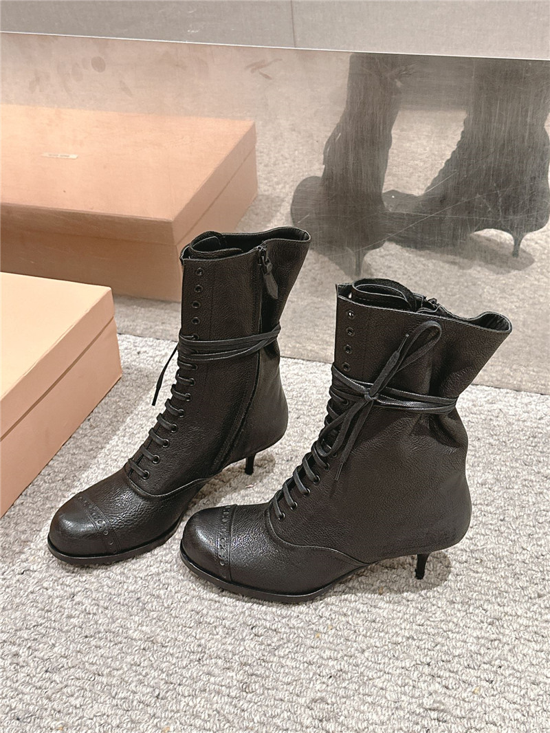 Miu Miu Victorian Style Black Leather Boots for Women