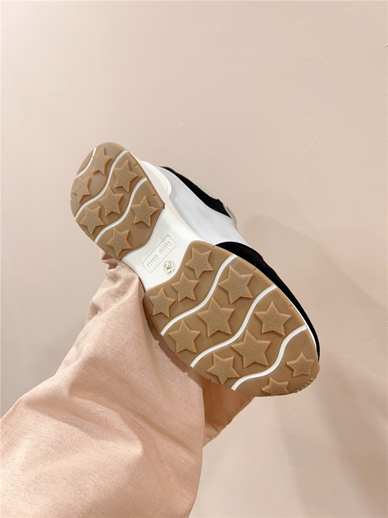 Miu Miu Women White Black Perforated Low-Top Sneakers