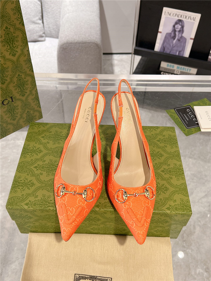 Gvc*1 horsebit gg canvas slingback pumps in orange