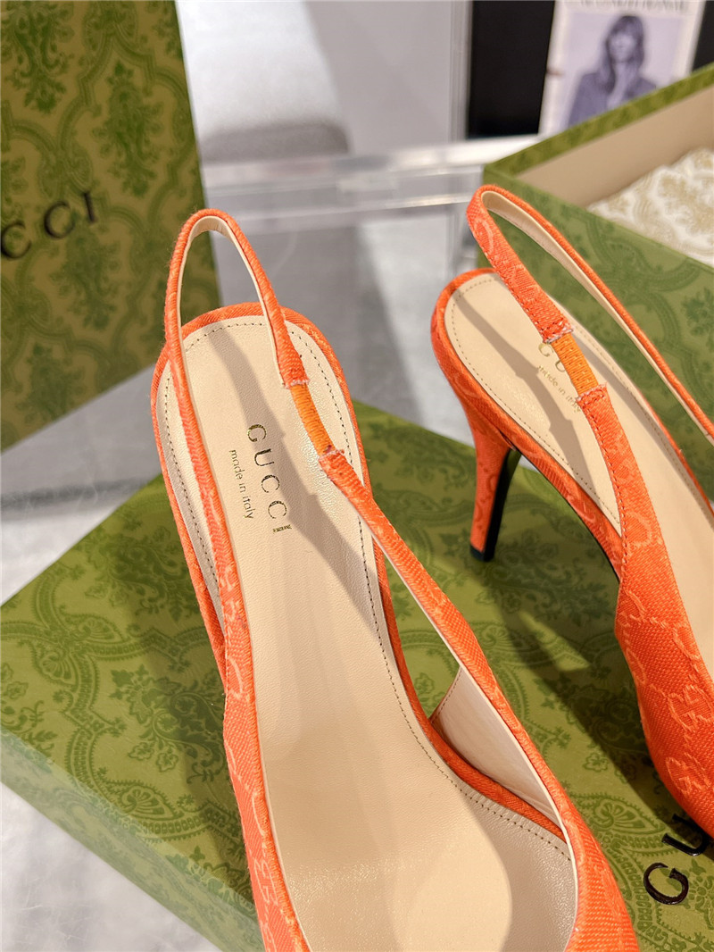Gvc*1 horsebit gg canvas slingback pumps in orange