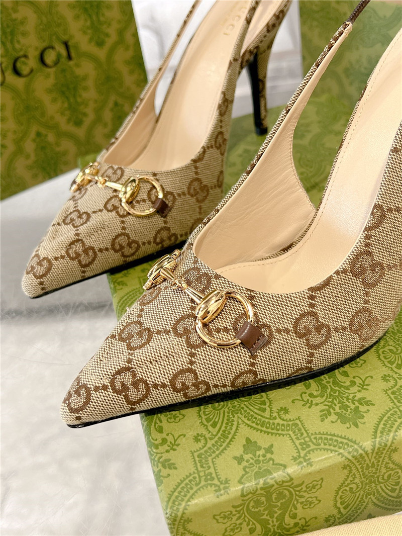 Gvc*1 gg canvas slingback pumps in beige & ebony