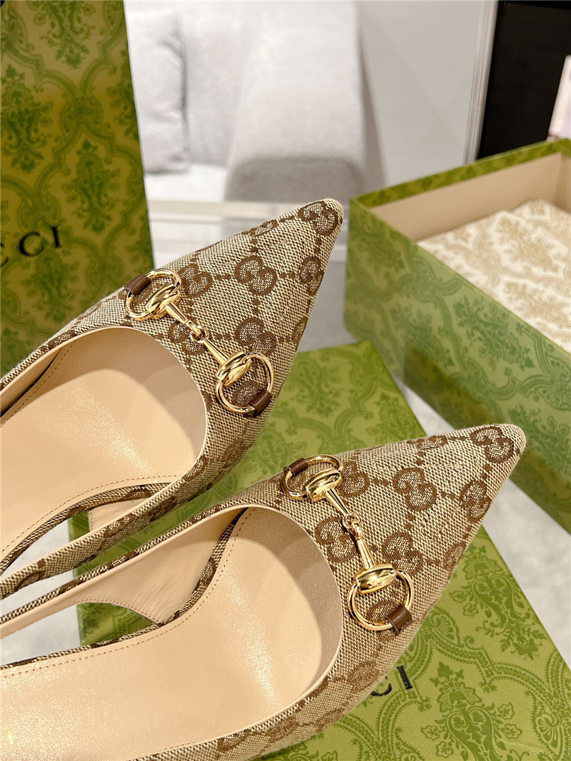 Gvc*1 gg canvas slingback pumps in beige & ebony