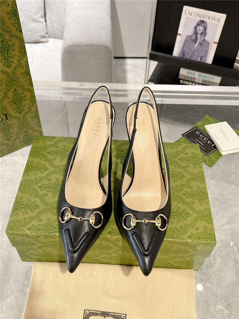 Gvc*1 horsebit slingback pumps in black leather