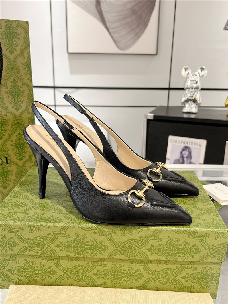 Gvc*1 horsebit slingback pumps in black leather