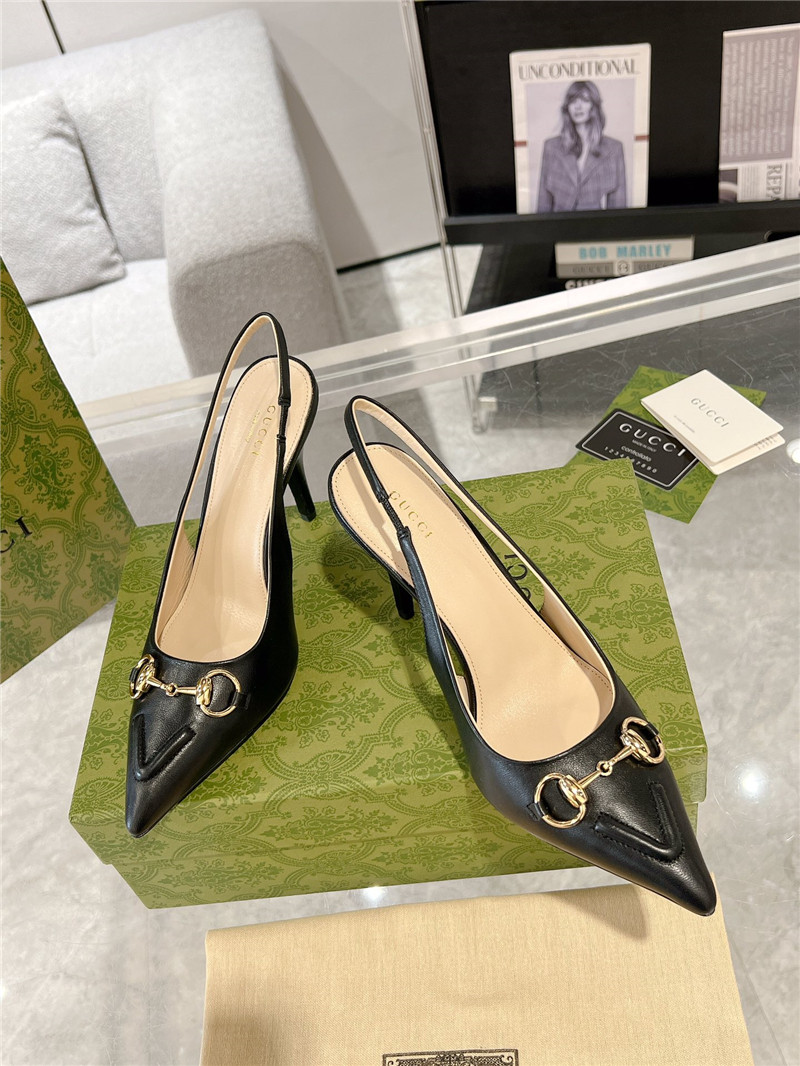 Gvc*1 horsebit slingback pumps in black leather