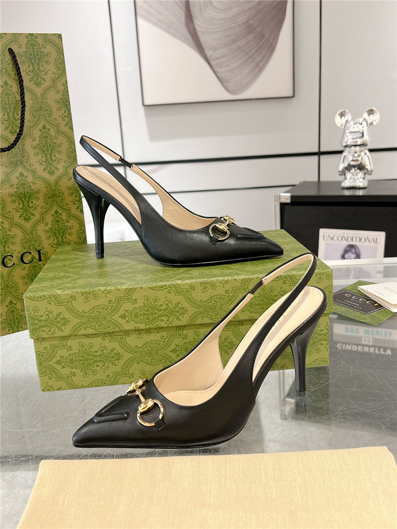 Gvc*1 horsebit slingback pumps in black leather