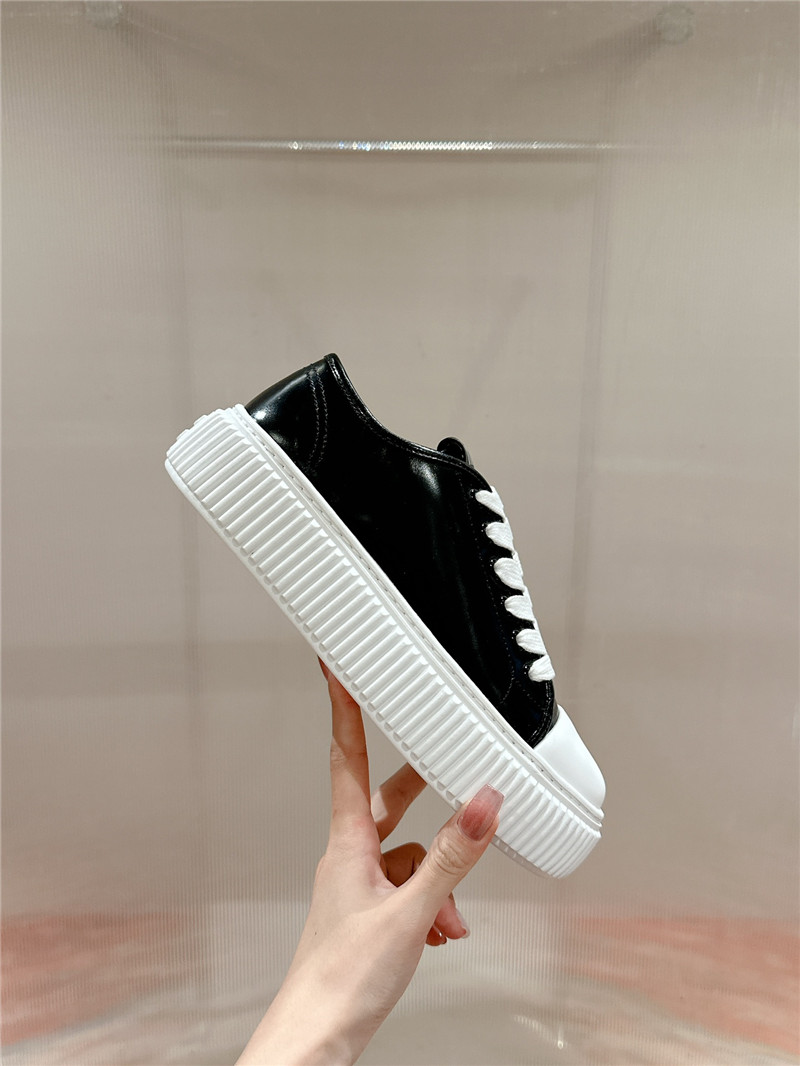 Miu Miu Black Leather Platform Sneakers Women
