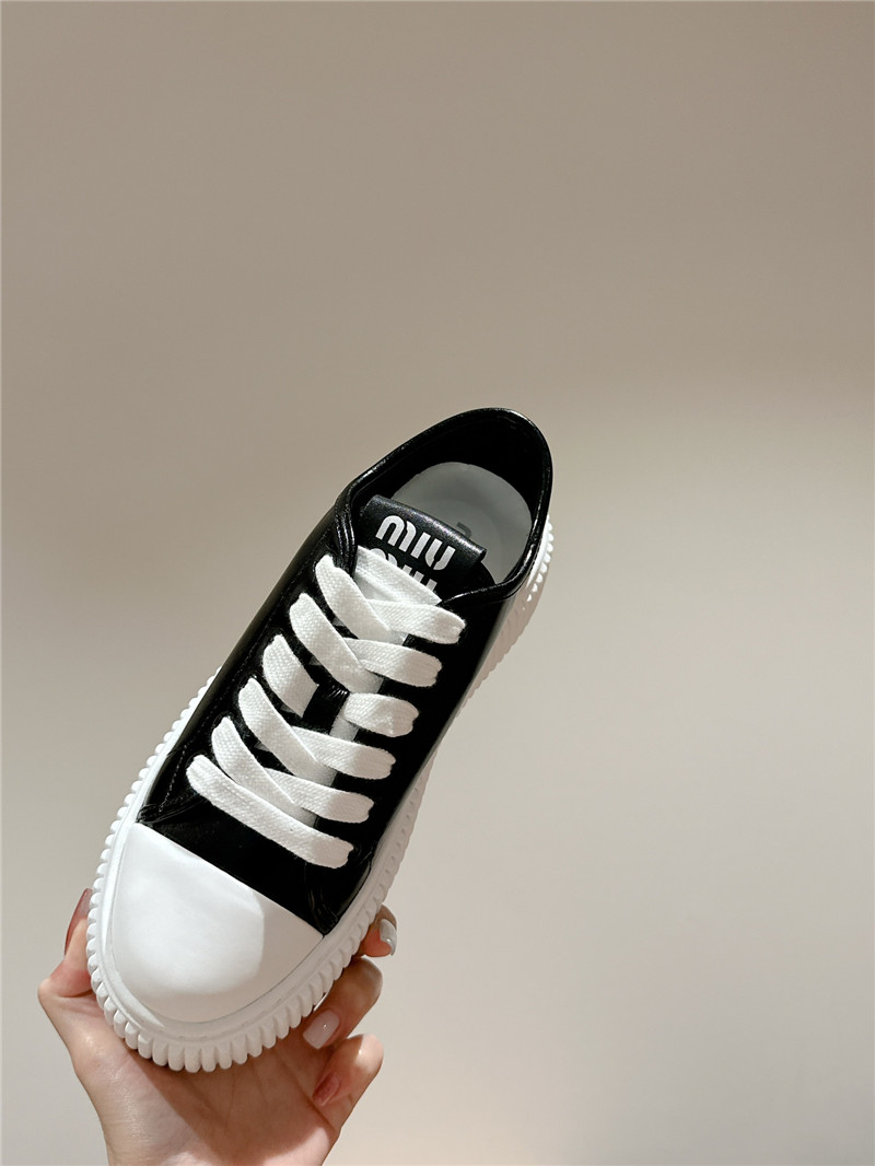 Miu Miu Black Leather Platform Sneakers Women