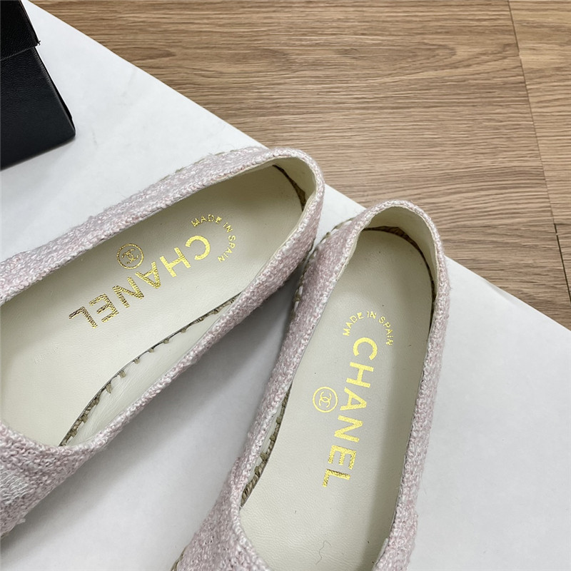 Ch**el espadrilles in ivory/white tweed with sequins