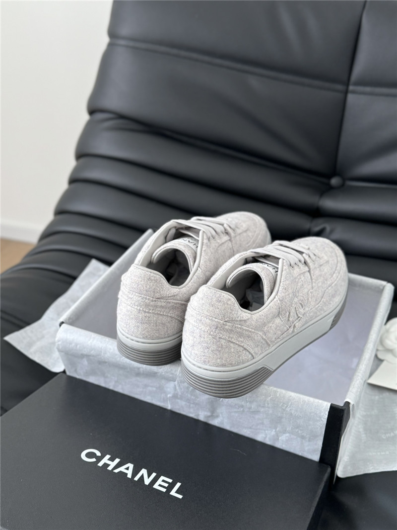 Ch**el gray lace-up logo sneakers