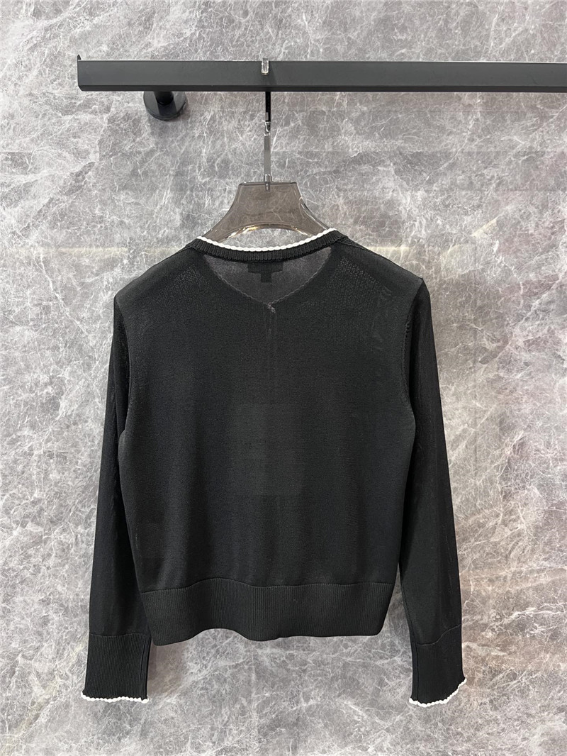 Ch**el crop lace trim cardigan black