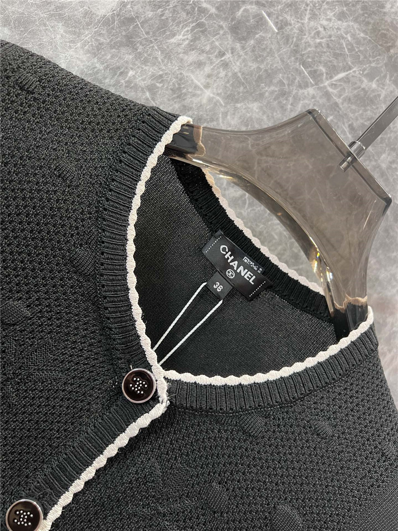 Ch**el crop lace trim cardigan black