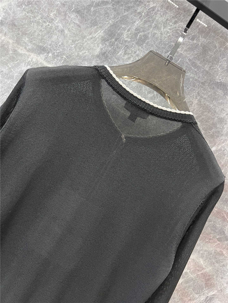 Ch**el crop lace trim cardigan black