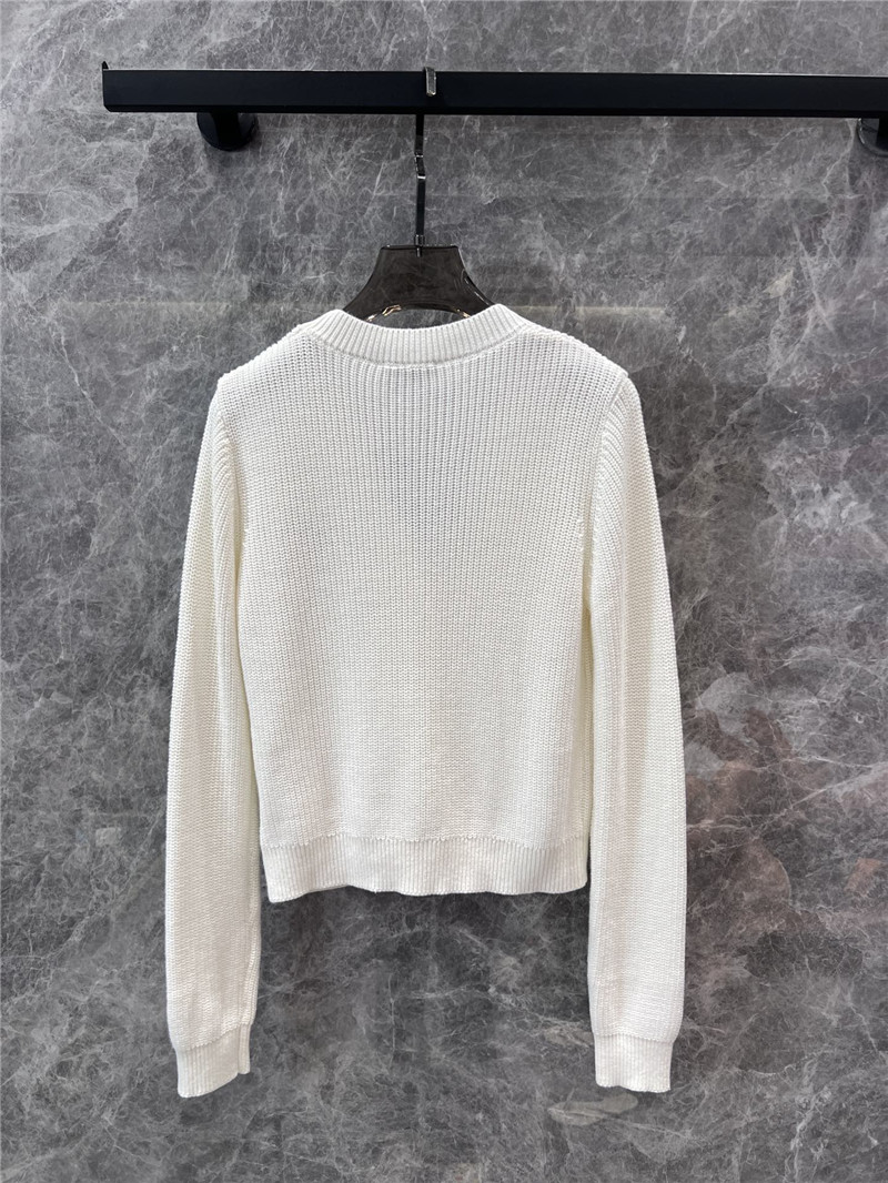 Pra*a logo-intarsia v-neck rib cardigan white