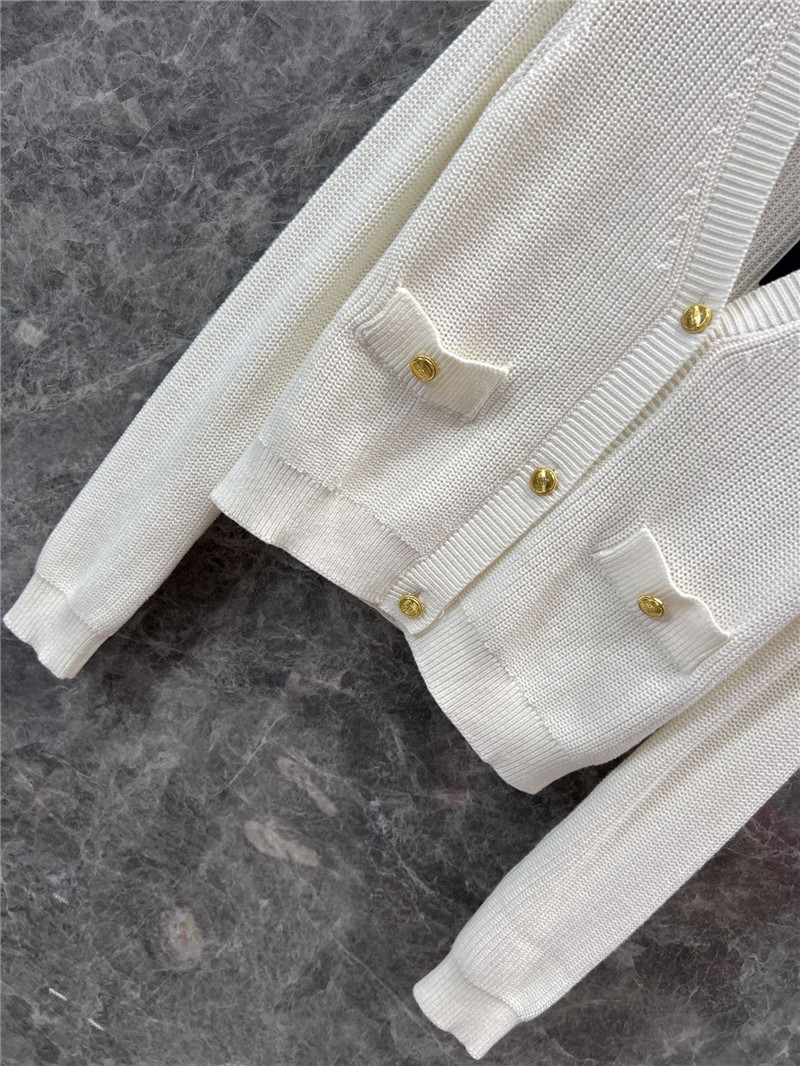 Pra*a logo-intarsia v-neck rib cardigan white