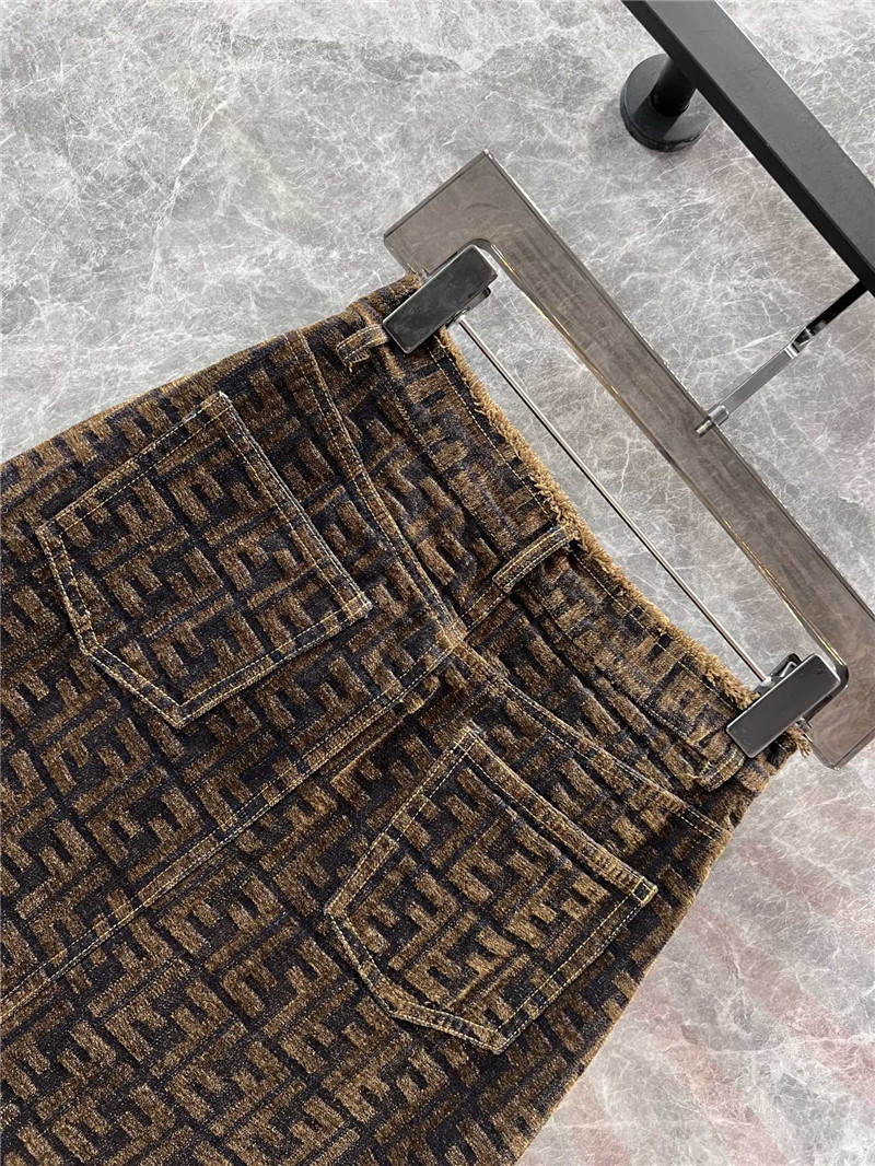 F**di high waist a-line denim skirt replica designer clothes